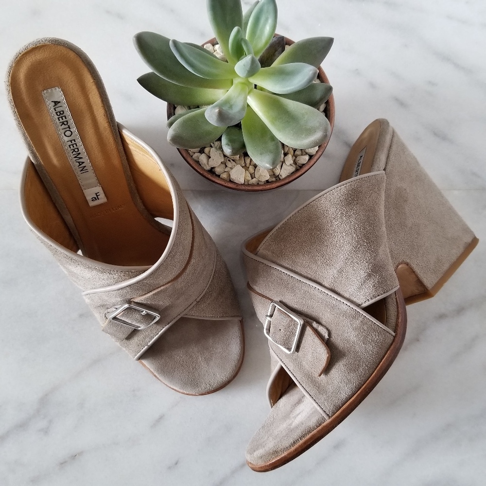 Alberto Fermani Fiona Crisscross Mule Sandal Gray